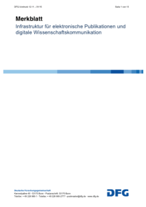 Infrastruktur für elektronische Publikationen und digitale Wissenschaftskommunikation