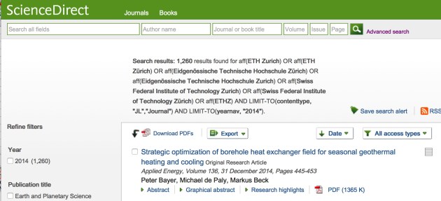 1260 Articles in Sciencedirect from ETH-AutorInnen