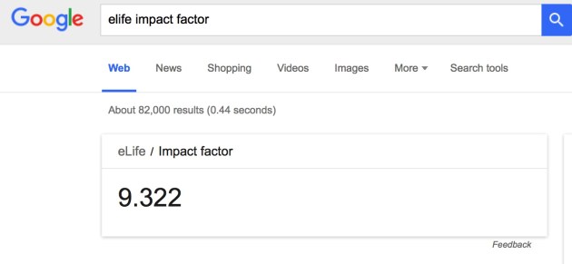 Google Suche erkennt Impact Factor
