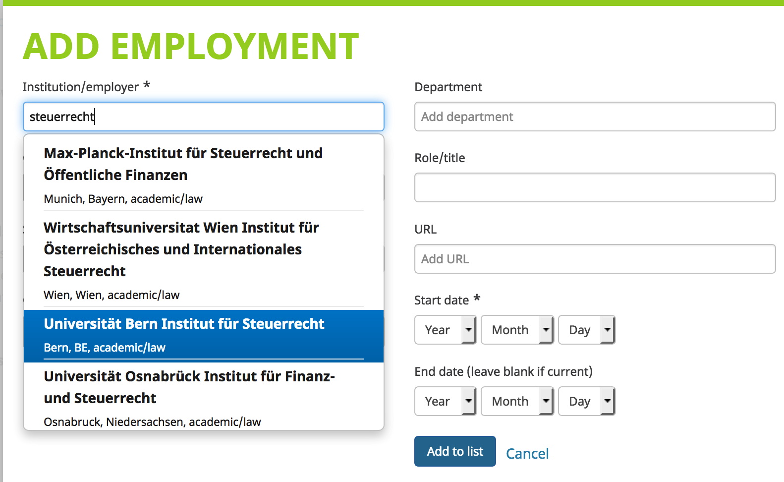 ORCID-Universität Bern - Steuerrecht